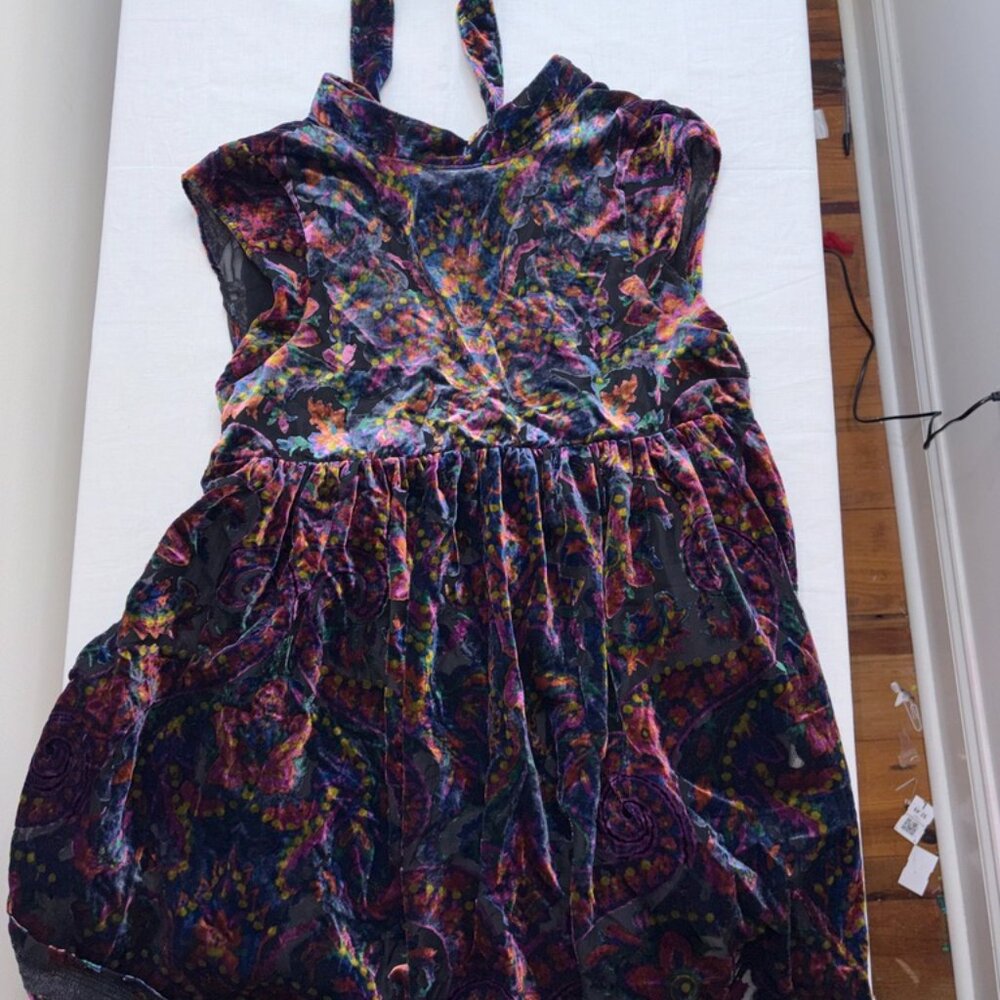 Free People Purple Paisley Velvet Mini Dress - Picture 5 of 15